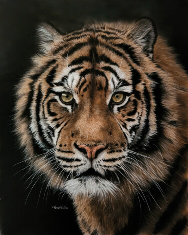 Painting titled "Tiger Grace - Silk…" by Olga Belova, Original Artwork, Acrylic