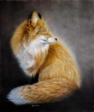 Schilderij getiteld "red fox" door Olga Belova, Origineel Kunstwerk, Acryl
