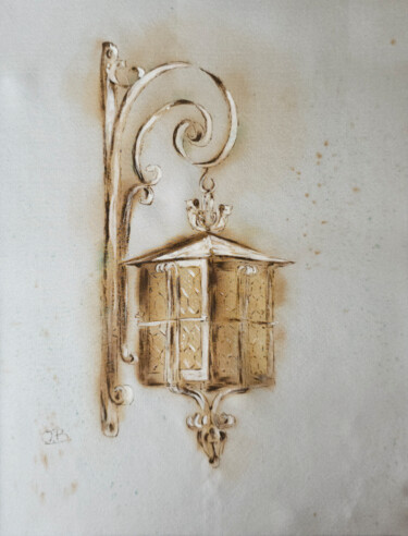 Картина под названием "Lantern painted on…" - Olga Belova, Подлинное произведение искусства, Чернила