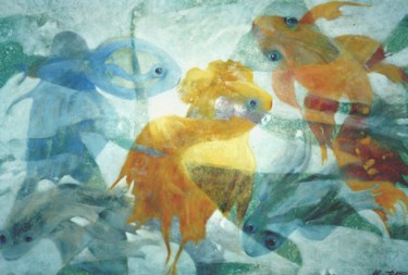 Pintura intitulada ""Uma Festa no Mar!"" por Olga Beltrão, Obras de arte originais, Óleo