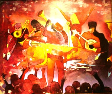 Pintura titulada ""Jazz Band"" por Olga Beltrão, Obra de arte original, Oleo