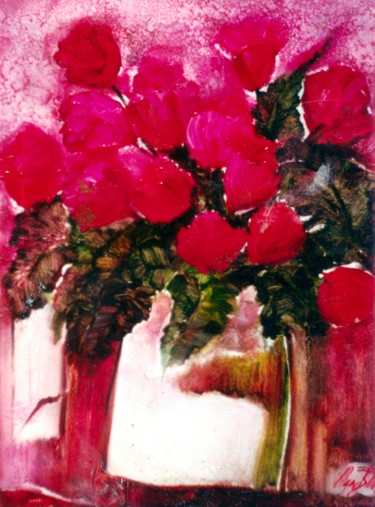 Painting titled ""Floral Vibrante"" by Olga Beltrão, Original Artwork, Oil