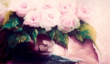 Pintura intitulada "" A Dama das Flores"" por Olga Beltrão, Obras de arte originais, Óleo