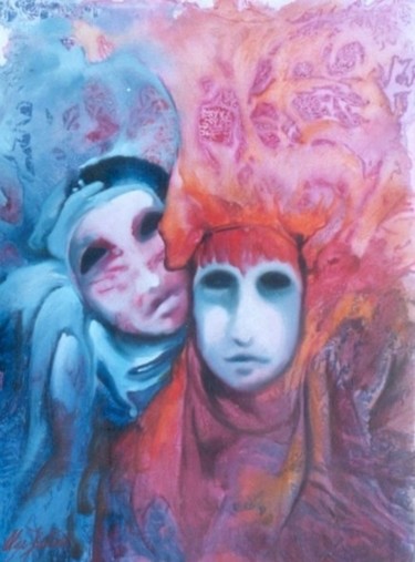 Painting titled ""Carnival in Venice"" by Olga Beltrão, Original Artwork, Oil
