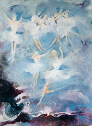Pintura intitulada ""Bailarinas ou Anjo…" por Olga Beltrão, Obras de arte originais, Óleo