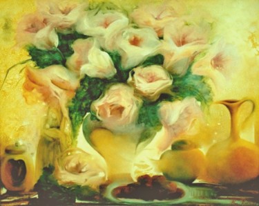 Painting titled ""Entre Flores e Fru…" by Olga Beltrão, Original Artwork, Oil