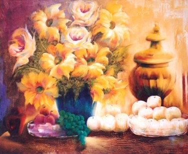 Painting titled ""Da cor do Verão..."" by Olga Beltrão, Original Artwork, Oil