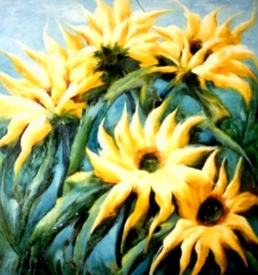 "A Eterna Magia dos Girassóis" 100x100 cm ©1998 por Olga Beltrão