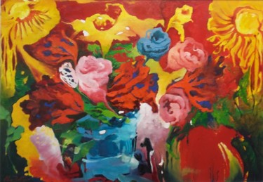 Painting titled ""Festival de Flores"" by Olga Beltrão, Original Artwork, Oil