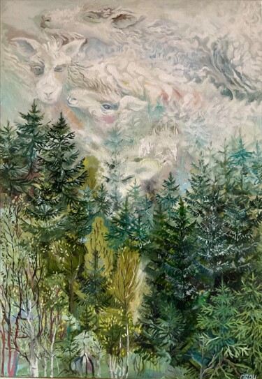 Pintura titulada ""Fog"" por Olga Beltsova, Obra de arte original, Oleo Montado en Bastidor de camilla de madera