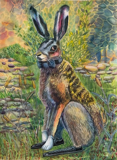 Tekening getiteld ""Mr. Rabbit"" door Olga Beltsova, Origineel Kunstwerk, Aquarel