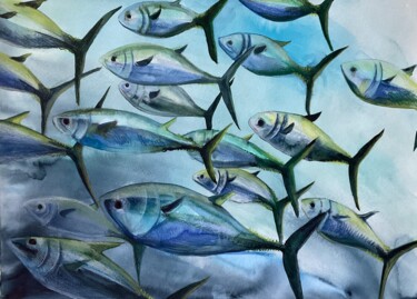Dessin intitulée ""Tuna"" par Olga Beltsova, Œuvre d'art originale, Aquarelle