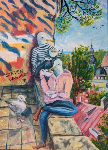 Malerei mit dem Titel "Steven was here" von Olga Beltsova, Original-Kunstwerk, Acryl