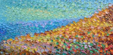 Картина под названием "120х60 Sea, steppe,…" - Olga Bezhina, Подлинное произведение искусства, Масло Установлен на Деревянна…