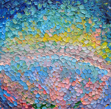 Картина под названием "SEA and SKY - textu…" - Olga Bezhina, Подлинное произведение искусства, Масло Установлен на Деревянна…