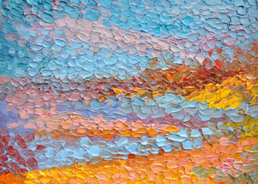 Peinture intitulée "SUNSET ON THE RIVER" par Olga Bezhina, Œuvre d'art originale, Huile Monté sur Châssis en bois