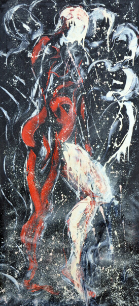Картина под названием "TRAVELER" - Olga Bezhina, Подлинное произведение искусства, Масло Установлен на Деревянная рама для н…