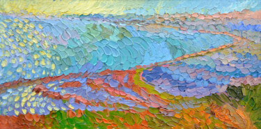 Painting titled "Marine mosaic" by Olga Bezhina, Original Artwork, Oil Mounted on Wood Stretcher frame