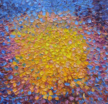 Картина под названием "90x90 Red-hot stepp…" - Olga Bezhina, Подлинное произведение искусства, Масло Установлен на Деревянна…