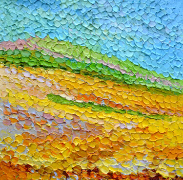 Malerei mit dem Titel "Pixel land" von Olga Bezhina, Original-Kunstwerk, Öl Auf Keilrahmen aus Holz montiert