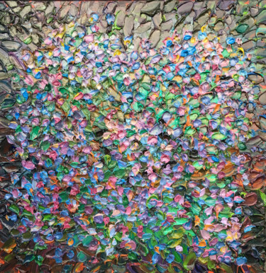 Картина под названием "Asters flower" - Olga Bezhina, Подлинное произведение искусства, Масло Установлен на Деревянная рама…