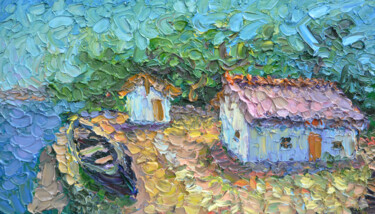 Painting titled "HOUSE-MUSEUM OF M.Y…" by Olga Bezhina, Original Artwork, Oil Mounted on Wood Stretcher frame