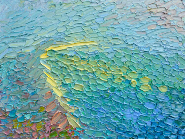 Painting titled "Turquoise Sea" by Olga Bezhina, Original Artwork, Oil Mounted on Wood Stretcher frame