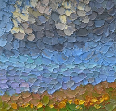 Malerei mit dem Titel "Clouds over the sea" von Olga Bezhina, Original-Kunstwerk, Öl Auf Keilrahmen aus Holz montiert