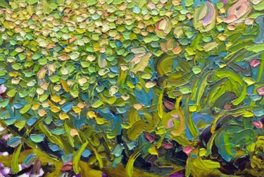 Schilderij getiteld "Lotus Lake" door Olga Bezhina, Origineel Kunstwerk, Olie