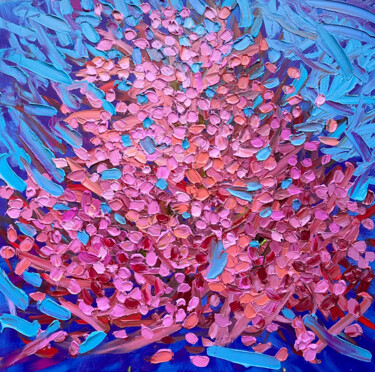 Peinture intitulée "Blooming rose tree" par Olga Bezhina, Œuvre d'art originale, Huile Monté sur Châssis en bois