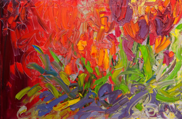 Pintura intitulada "Tulips oil painting" por Olga Bezhina, Obras de arte originais, Óleo Montado em Armação em madeira