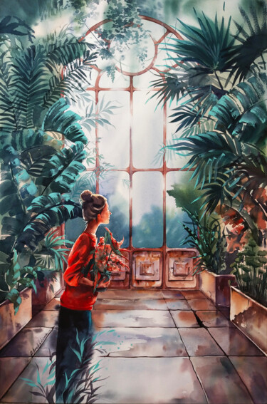 Pittura intitolato "Botanical garden fa…" da Olga Bezlepkina, Opera d'arte originale, Acquarello