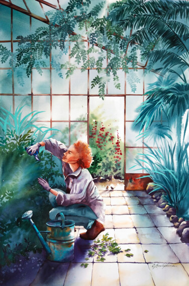绘画 标题为“Botanical garden fa…” 由Olga Bezlepkina, 原创艺术品, 水彩
