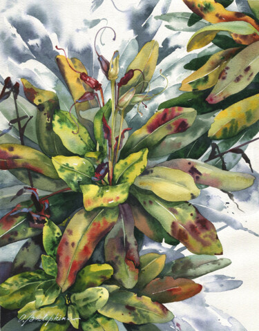 Pittura intitolato "Rhododendron #07" da Olga Bezlepkina, Opera d'arte originale, Acquarello