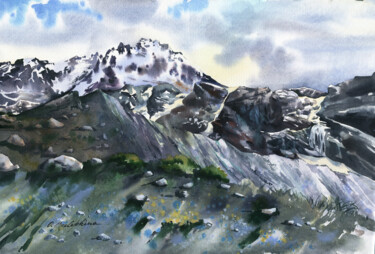 Painting titled "Breathe of the moun…" by Olga Bezlepkina, Original Artwork, Watercolor
