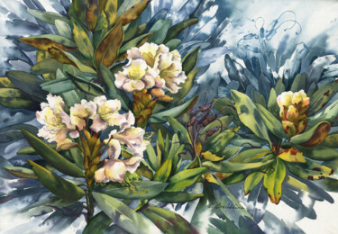 Peinture intitulée "Rhododendron #12" par Olga Bezlepkina, Œuvre d'art originale, Aquarelle