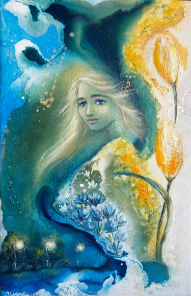 Картина под названием "The awakening of sp…" - Olga Biriuk, Подлинное произведение искусства, Акрил Установлен на Деревянная…