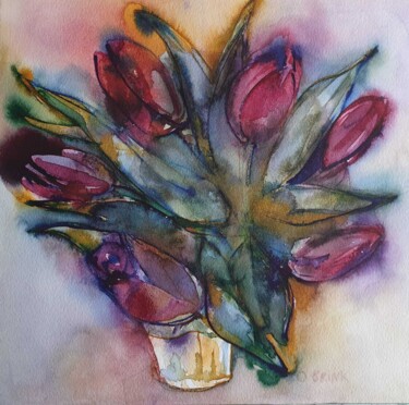 Pintura titulada "Tulips" por Olga Brink, Obra de arte original, Acuarela
