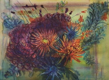 Malerei mit dem Titel "Autumn Bouquet" von Olga Brink, Original-Kunstwerk, Aquarell