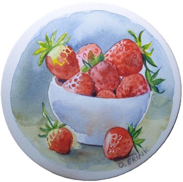 Pintura titulada "Strawberries in a B…" por Olga Brink, Obra de arte original, Acuarela