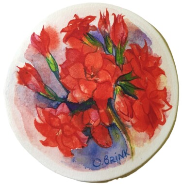 Malerei mit dem Titel "Kalanchoe" von Olga Brink, Original-Kunstwerk, Aquarell