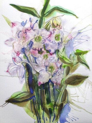 Schilderij getiteld "Dendrobium" door Olga Brink, Origineel Kunstwerk, Aquarel