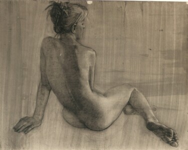 Tekening getiteld "A Sitting Model" door Olga Brink, Origineel Kunstwerk, Pastel