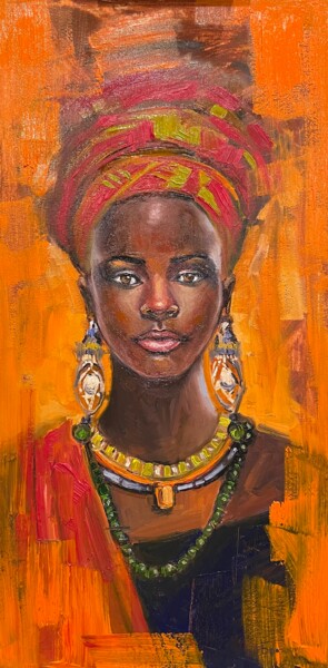 Painting titled "Африканка" by Olga Bronskikh, Original Artwork, Oil