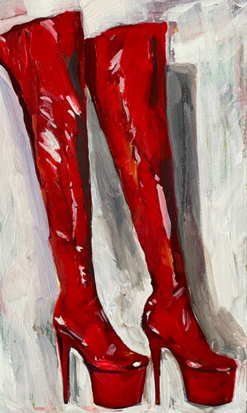 Pittura intitolato "Красные сапоги" da Olga Bronskikh, Opera d'arte originale, Acrilico