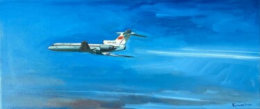 Картина под названием "Самолет Ту-154" - Olga Bronskikh, Подлинное произведение искусства, Масло