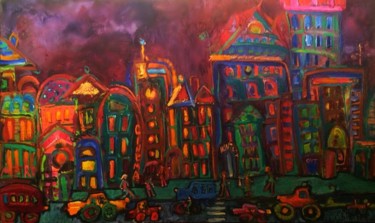 Painting titled "3e-city-by-night-60…" by Olga Bukowska, Original Artwork
