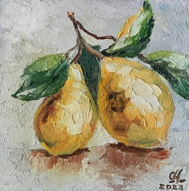 Картина под названием "Лимоны" - Ольга Чекурова, Подлинное произведение искусства, Масло