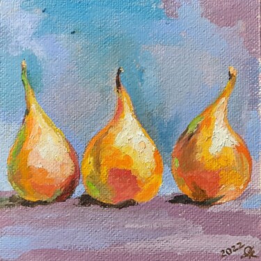 Картина под названием "Трио груш" - Ольга Чекурова, Подлинное произведение искусства, Масло