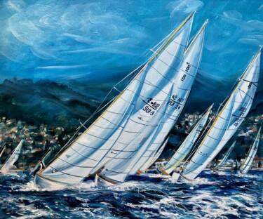 Malerei mit dem Titel "«Sailing»" von Olga Chernova, Original-Kunstwerk, Öl Auf Andere starre Platte montiert